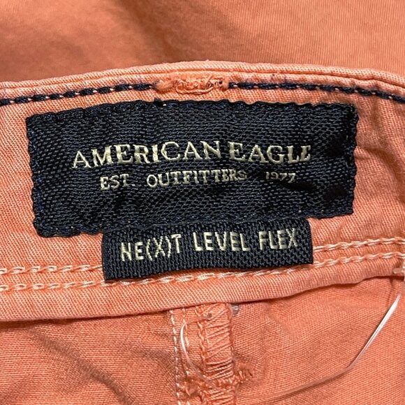 American Eagle Men's Chino Shorts Orange (STAIN) Size 31 Casual Stretch - Picture 3 of 6